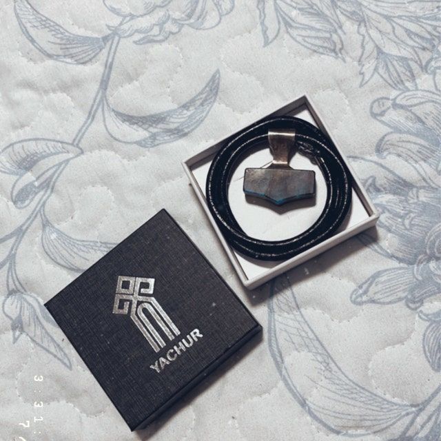 Customer photo review of Labradorite Mjolnir Necklace