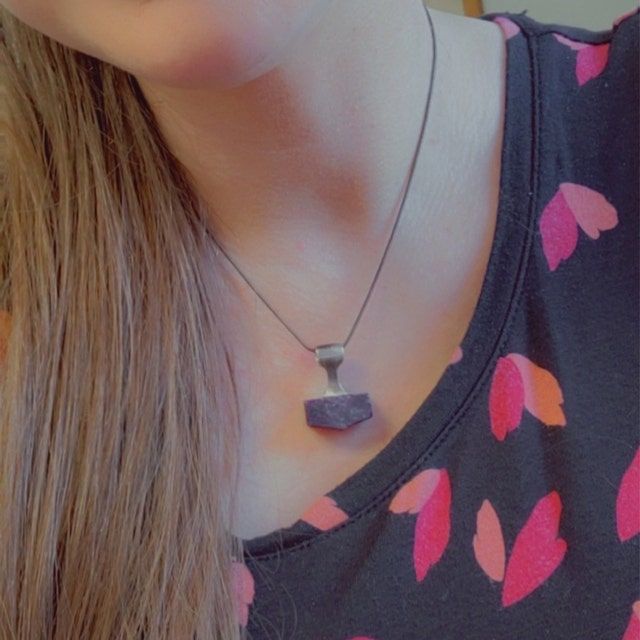Customer photo review of Charoite Mjolnir Necklace (small)