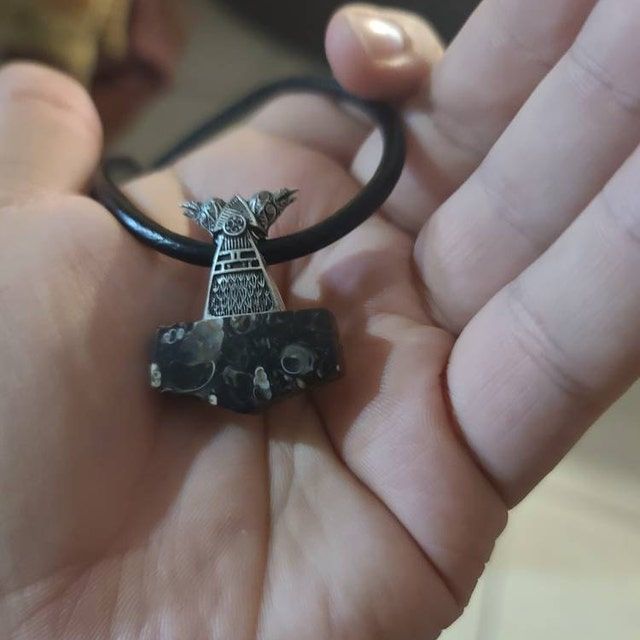 Customer photo review of Raven Mjolnir with Fossil Agate (Turritella Agate)