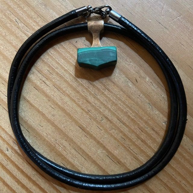 Customer photo review of Malachite Mjolnir Necklace (small)
