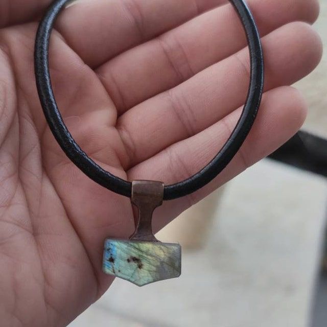 Customer photo review of Labradorite Mjolnir Necklace (small)