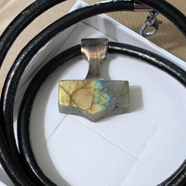 Customer photo review of Labradorite Mjolnir Necklace (small)