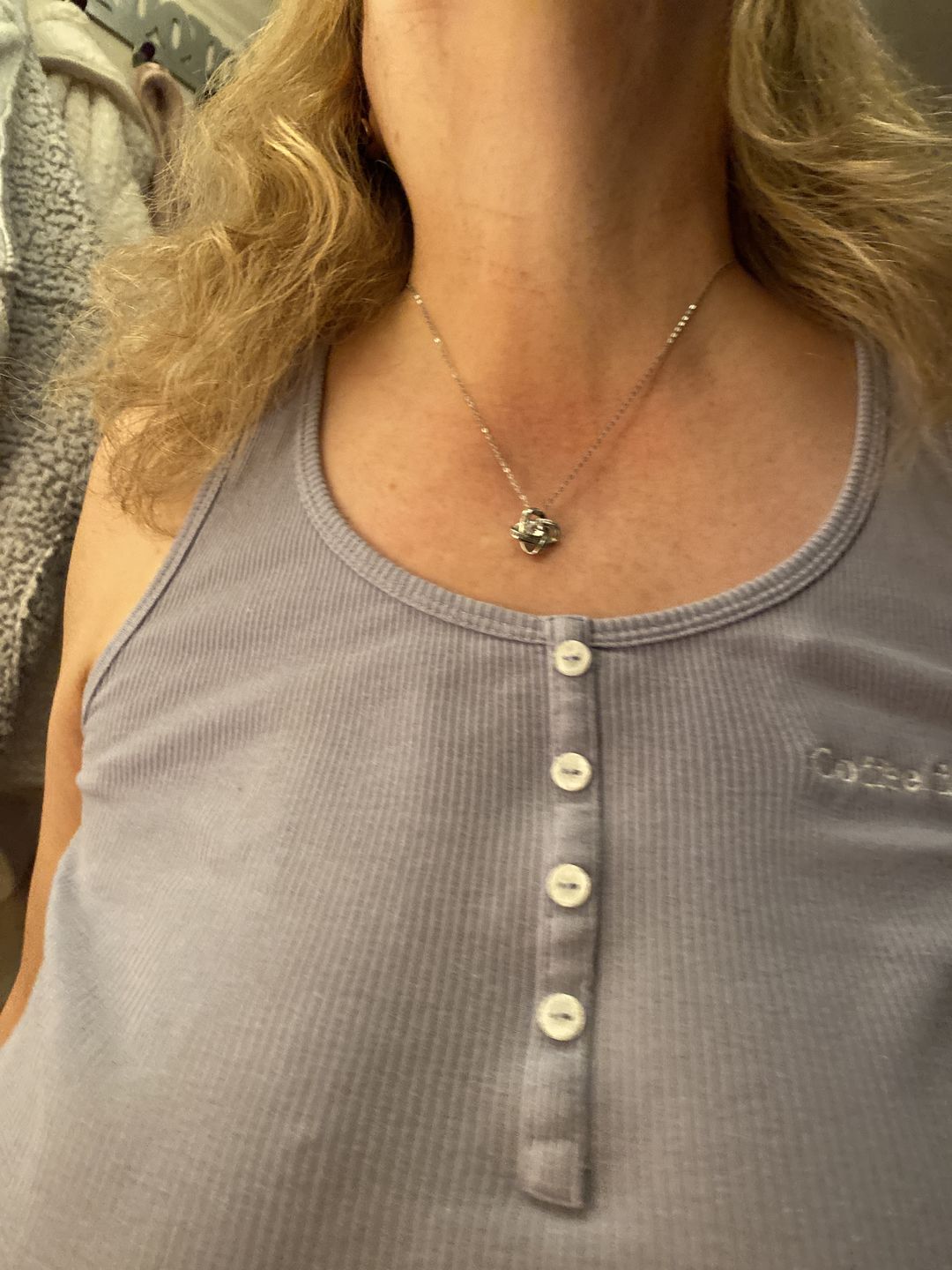 Customer photo review of To My Wonderful Wife Silver Love knot necklace