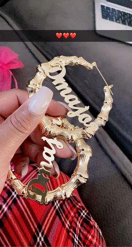 Customer photo review of 90’s Kinda Girl Hoops