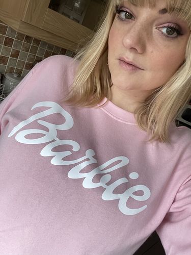 Customer photo review of Barbie Matching Pastel Pink Sweaters (MRK X)
