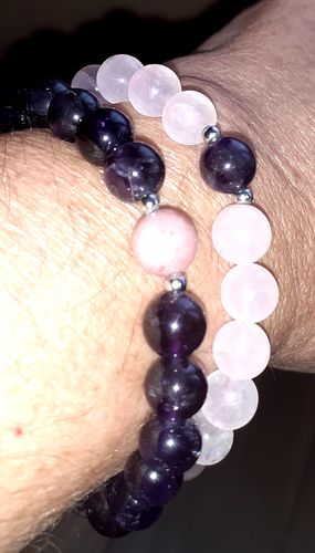 Customer photo review of BRACELET DUO QUARTZ ROSE/AMETHYSTE