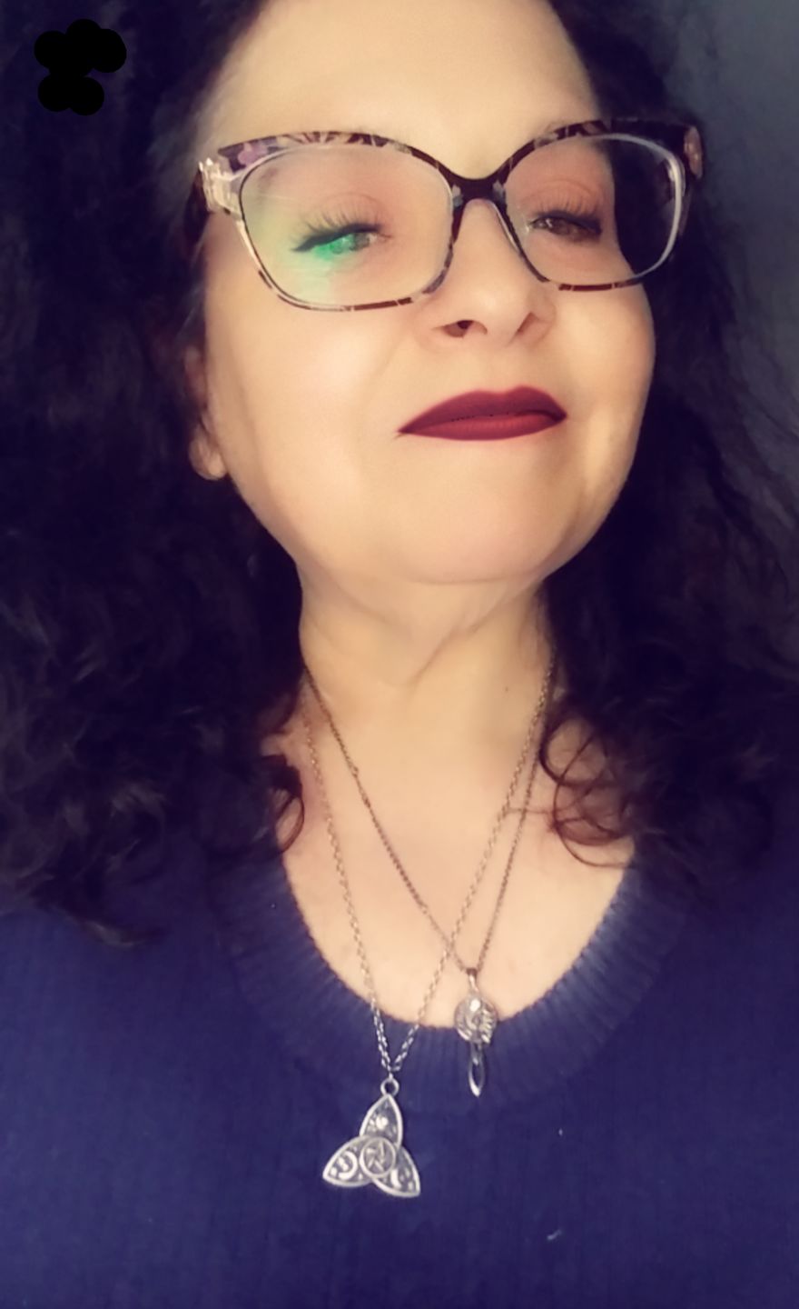 Customer photo review of Triple Moon Goddess Triquetra Necklace