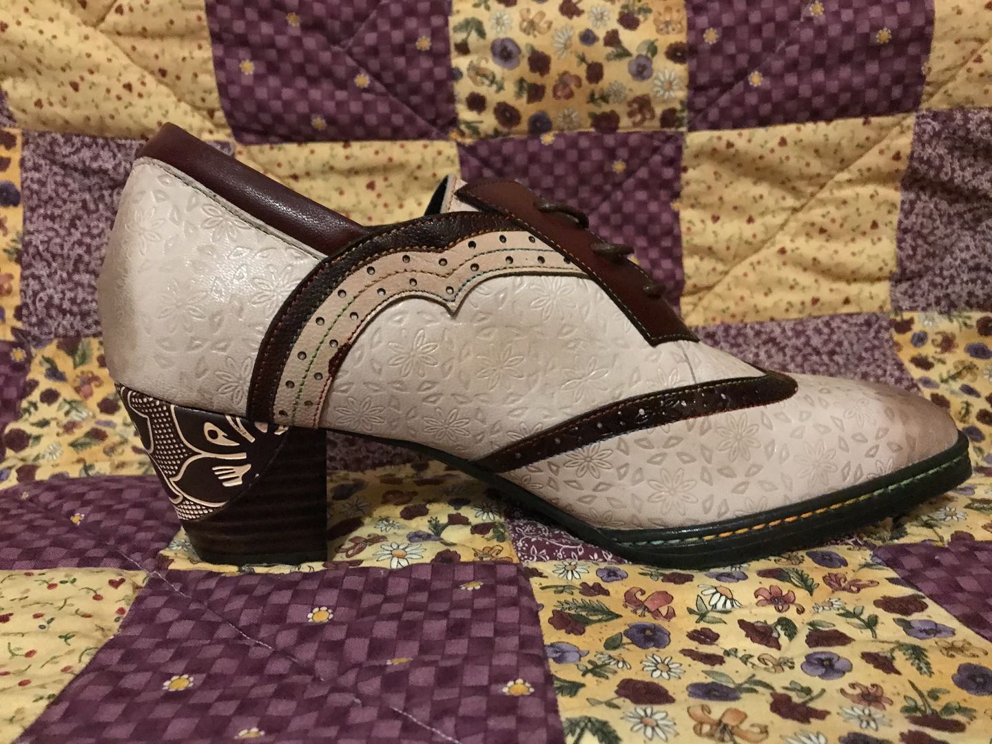 Customer photo review of Bohemian Hand-printed Leather Pumps