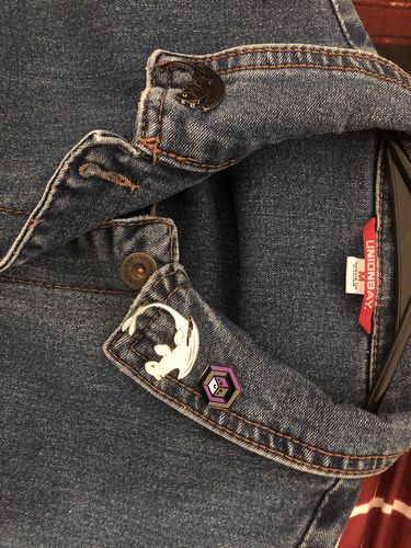 Customer photo review of Asexual Pride - 2nd Edition Pins [Set]