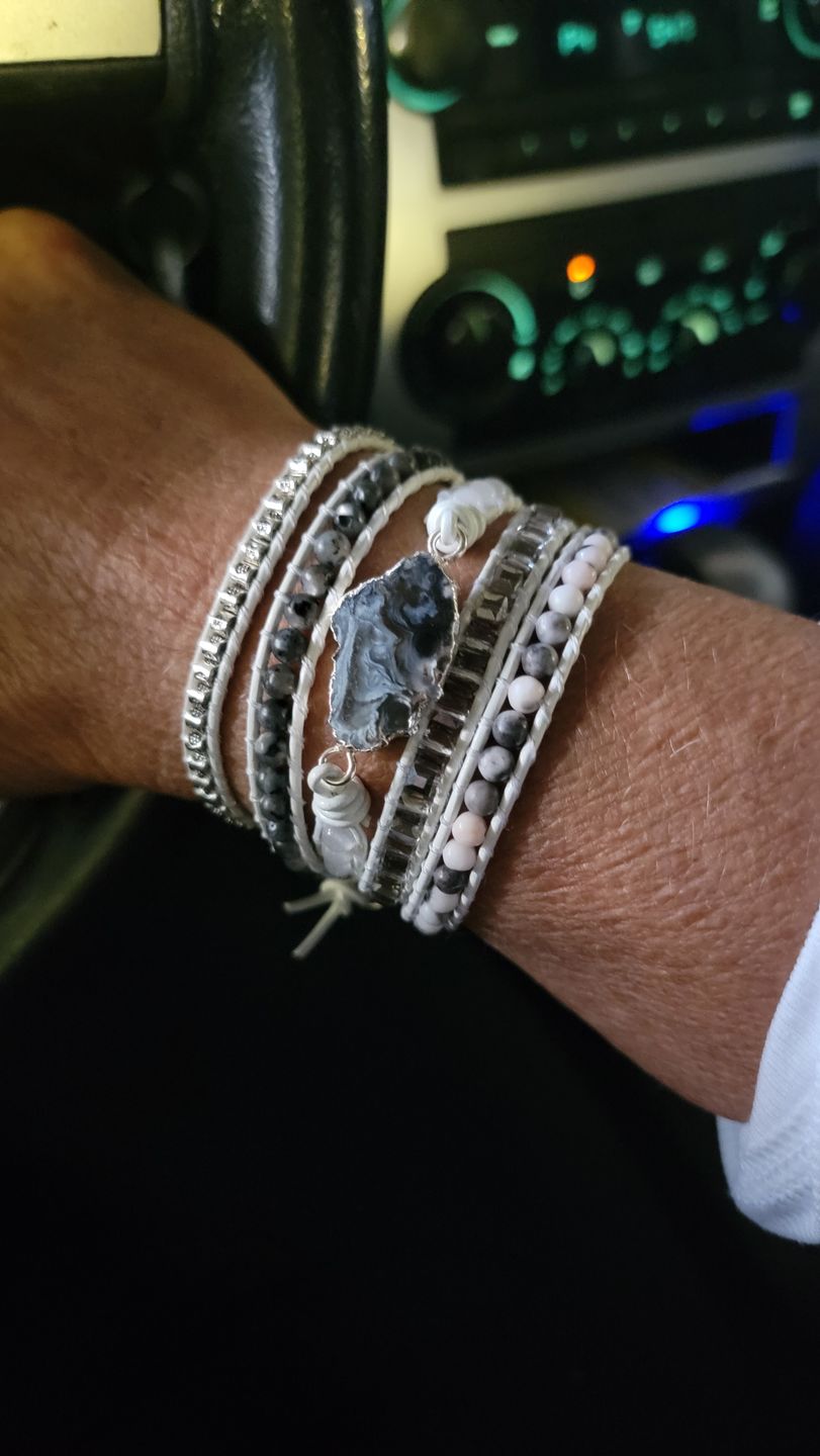 Customer photo review of Magical White Labradorite & Druzy Bracelet