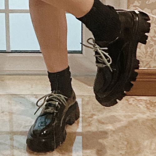 Customer photo review of Lace Up Front PU Leather Loafers