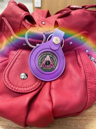 Customer photo review of 1 to 50 Year Bling AA Medallion - Swarovski Crystallized Tri-Plate Chip/Coin - Pink Transition