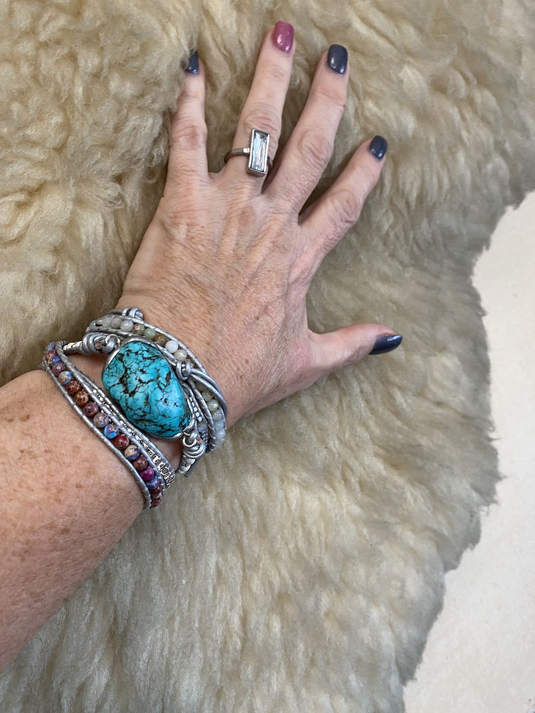 Customer photo review of The Turquoise Protection Wrap Bracelet