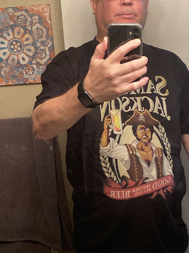 Customer photo review of Sam Jackson Beer Cotton Tee
