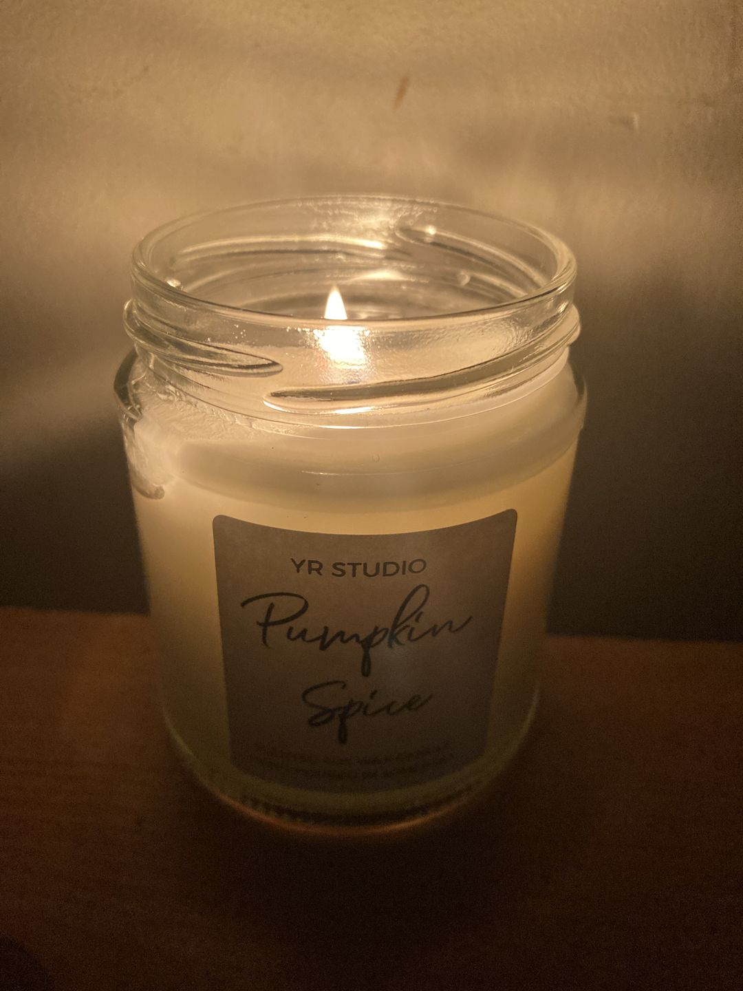 Customer photo review of Pumpkin Spice Soy Candle in Amber Jar