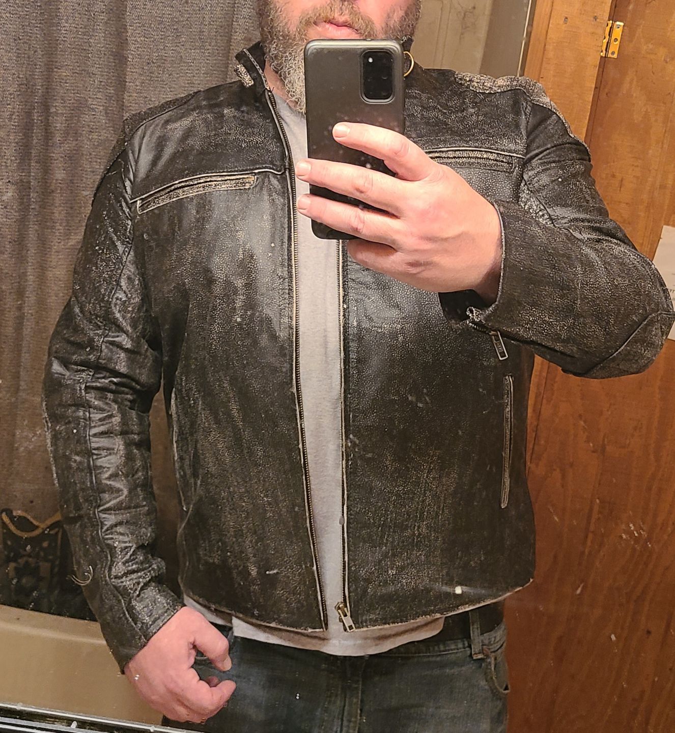 Customer photo review of Vintage Buffalo Leather Jacket