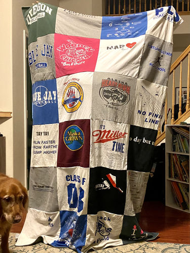 T-shirt quilt from blue jay high school by Tayler from AK