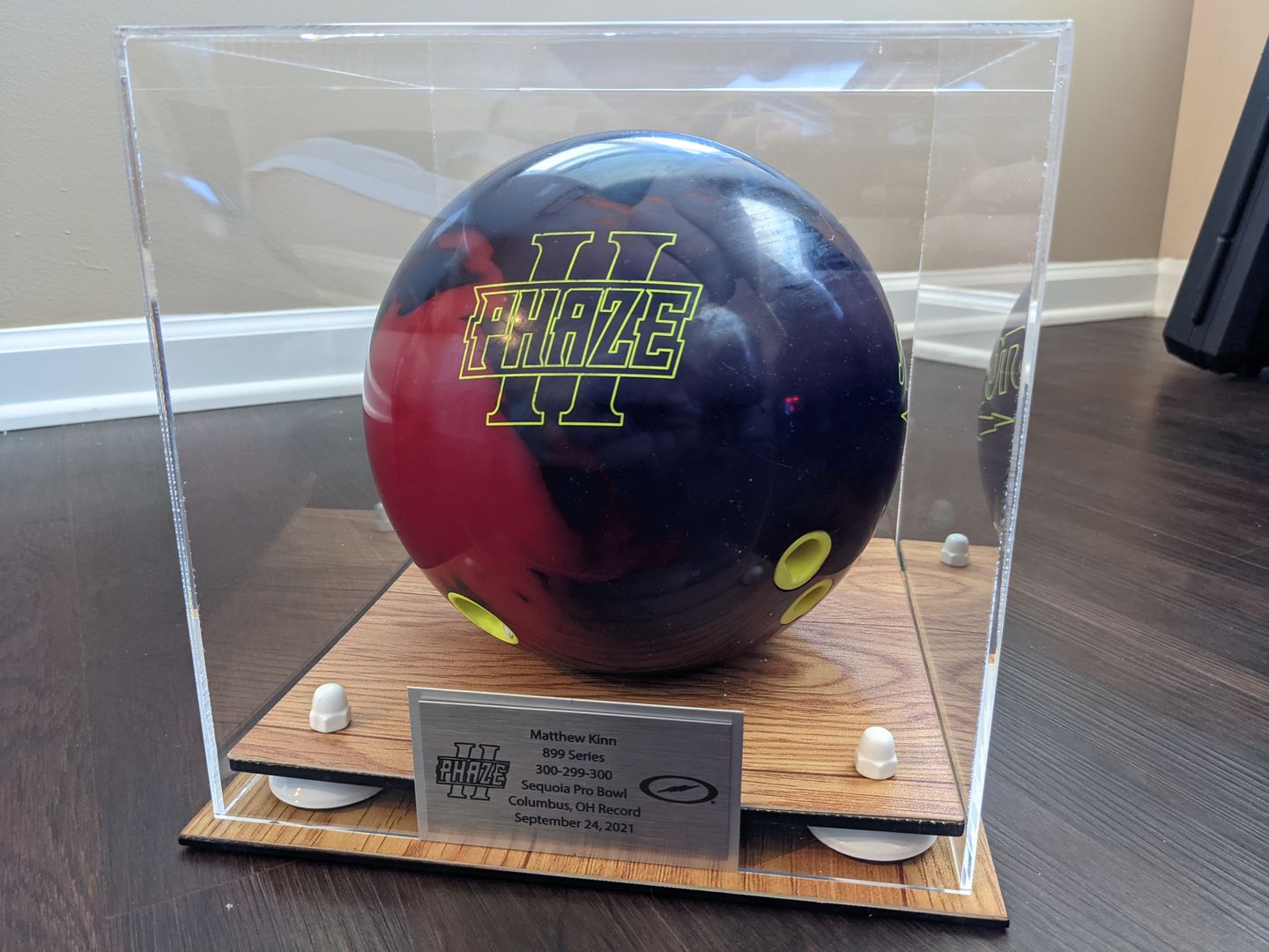 Customer photo review of Acrylic Bowling Ball Display Case (B33/A028)