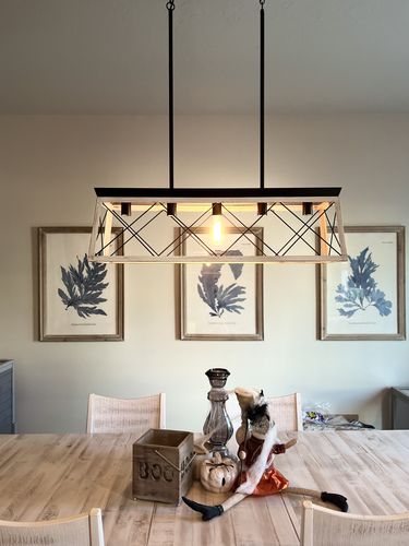 Customer photo review of Farmhouse Rectangular Cage Kitchen Chandelier