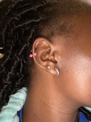 Customer photo review of Heart Gem Top Lip Ring