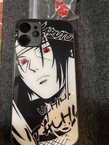 Customer photo review of Naruto Characters Sketch Tempered Glass Phone Case