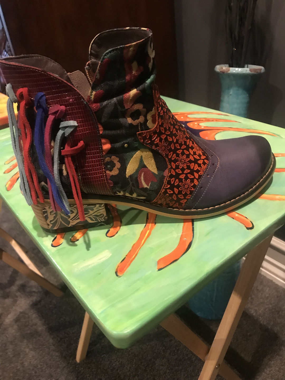 Customer photo review of Casual Leather Tassel Jacquard Boots