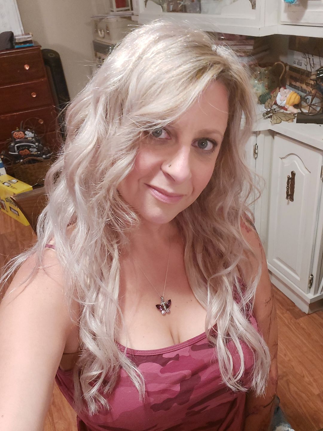 Customer photo review of Platinum Blonde Human Hair Toppers for Women with Natural Volume #60