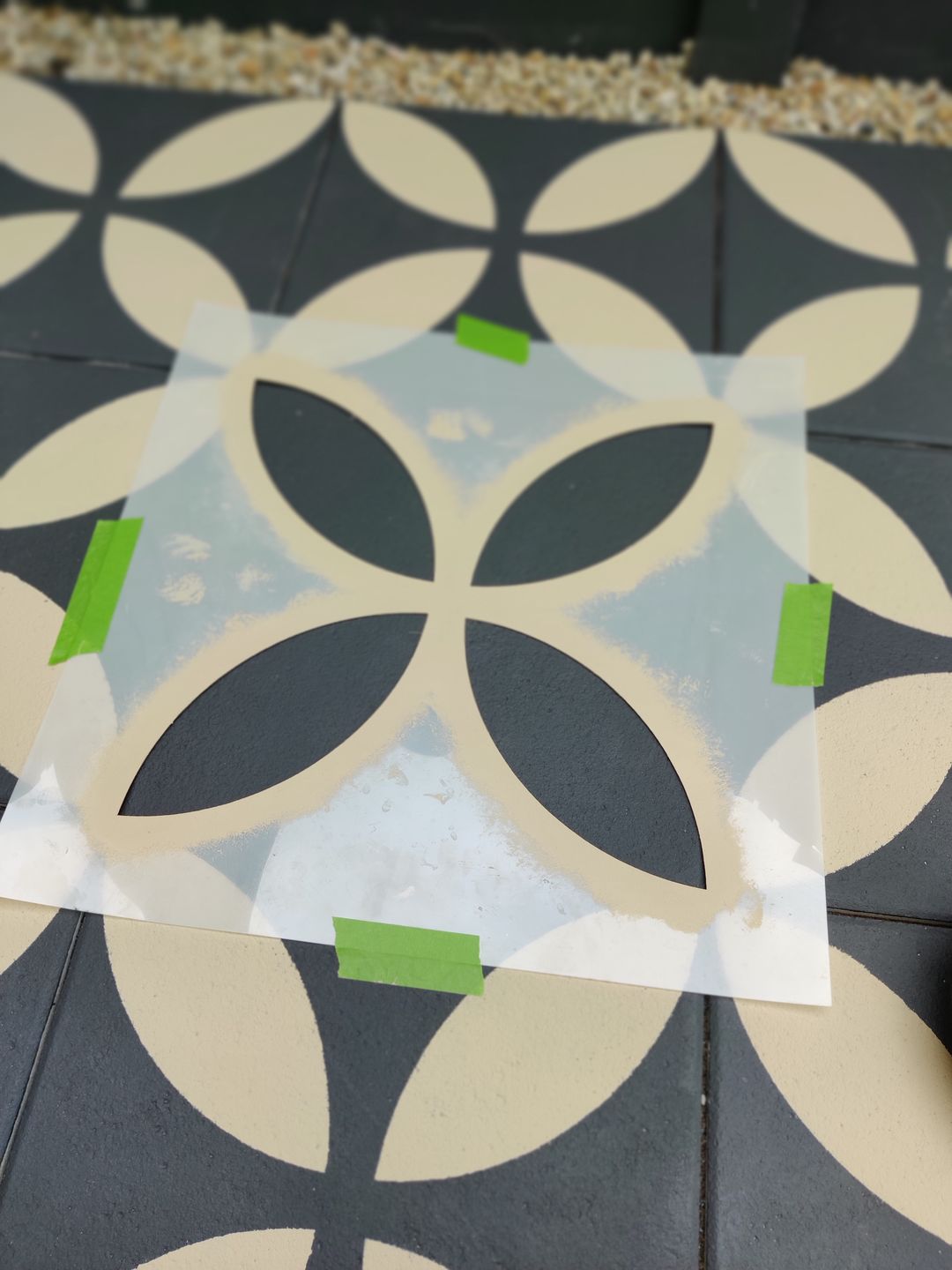 Customer photo review of Tsunagi Patio Stencil - Square Slabs