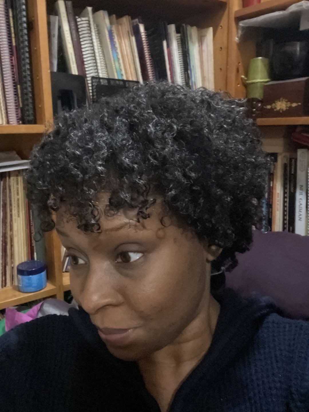 Customer photo review of Curly Hair Moisturizer for Strengthening Hair with Organic Avocado Oil and Organic Castor Oil with Vanilla Berry Fragrance