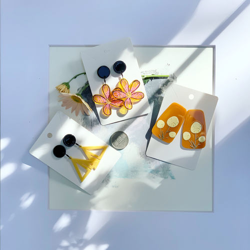 Customer photo review of Acrylic Round Earring Stud - Acrylic Round Earring Post - Earring Post Findings - Color Code: A66 - 15x15x2.5mm - AC1672-A66