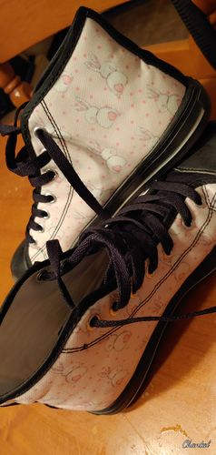 Customer photo review of Cute Rabbit Pattern Print Black High Top Shoes