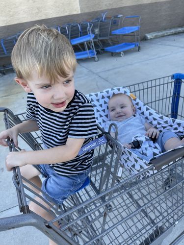 Customer photo review of Baby Shopping Cart Hammock - Triangles