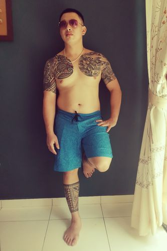 Customer photo review of Recycled Hybrid Boardshorts - Ocean Blue