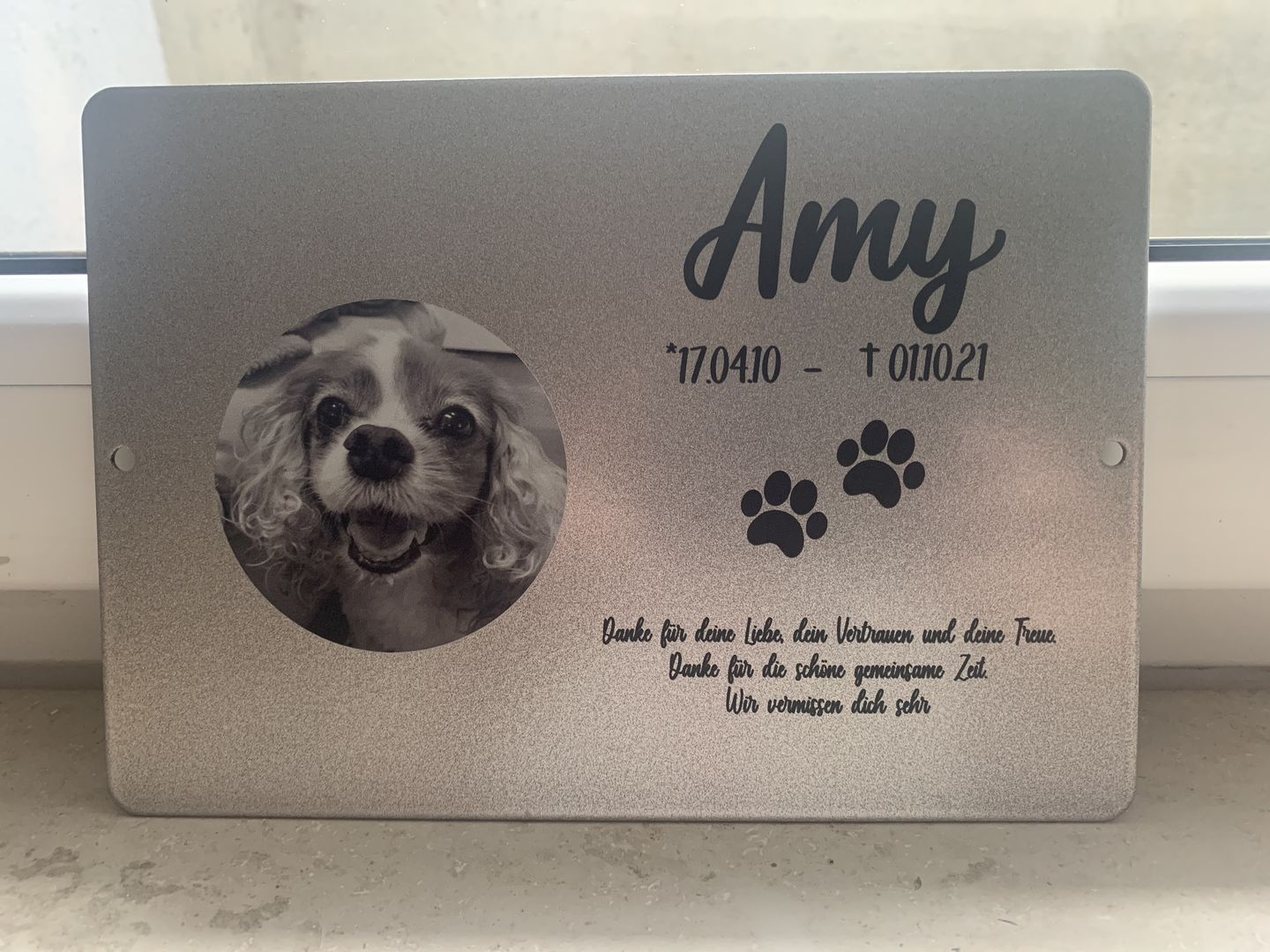 Customer photo review of Gedenktafel Hund "Lieblingshund"