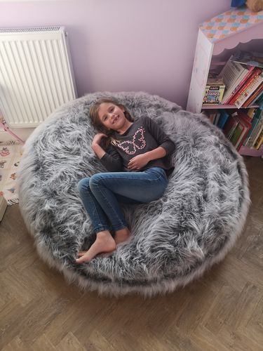 Customer photo review of XXL Adults Children's Faux Fur Bean Bag With Beans Included