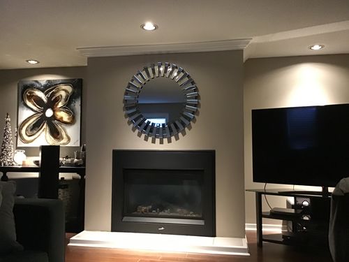 Customer photo review of Sunburst Beveled Round Mirror 35"