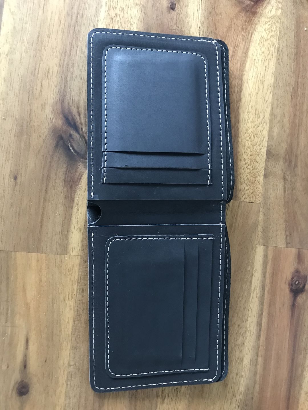 Customer photo review of Black Full Grain Leather Minimalist Wallet
