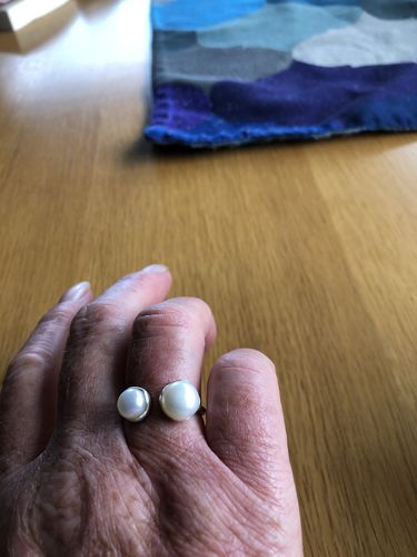 Customer photo review of DOUBLE PEARL RING - SILVER