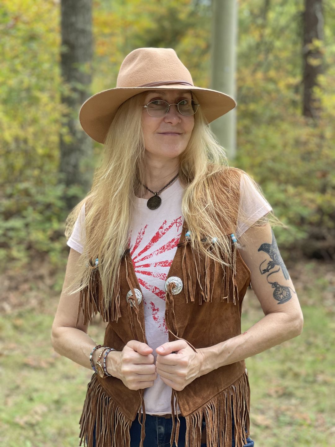 Customer photo review of Hippie Leather Fringe Vest