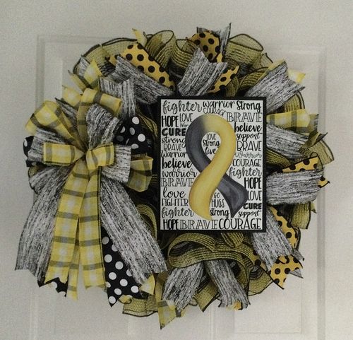 Customer photo review of Wreath Sign, Child Brain Cancer Awareness Sign, 8x10" Metal Sign DECOE-909, Sign For Wreath, DecoExchange