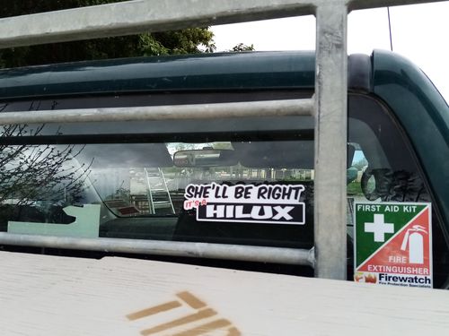 Customer photo review of SHE'LL BE RIGHT HILUX STICKER