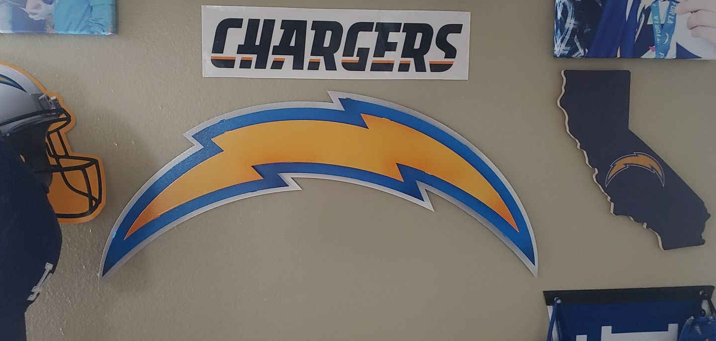 Customer photo review of Los Angeles Chargers Lightning Bolt  3D Vintage Metal Wall Art