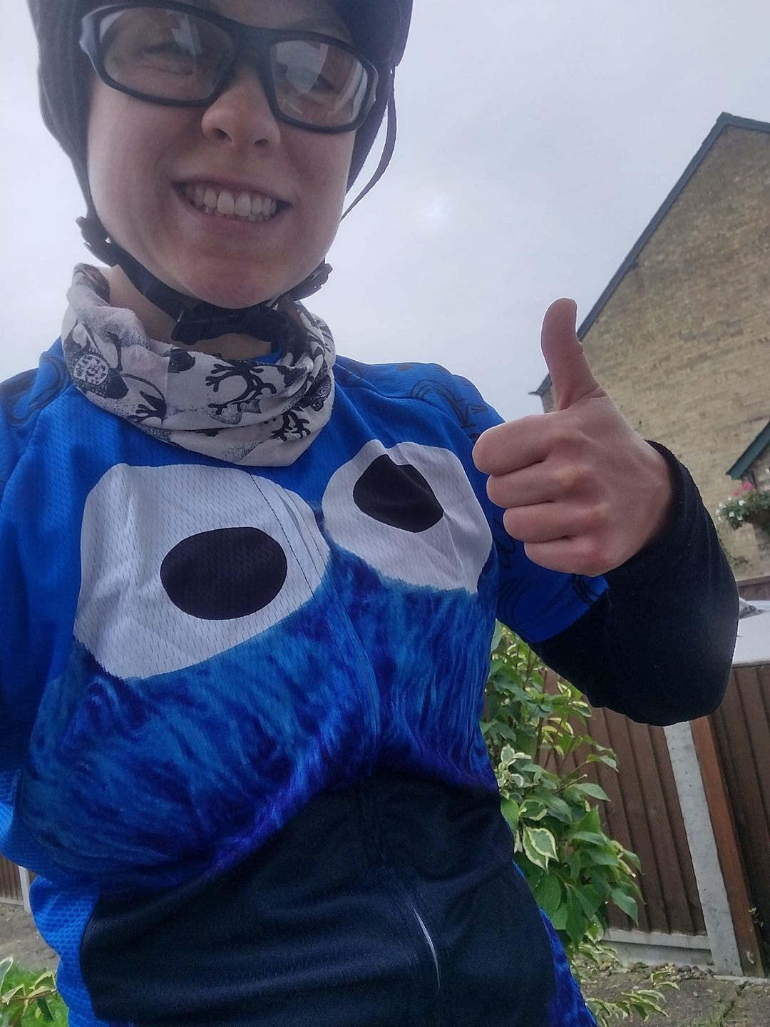 Customer photo review of Cookie Monster - Ride, Bike, Eat Cookie! Cycling Jersey