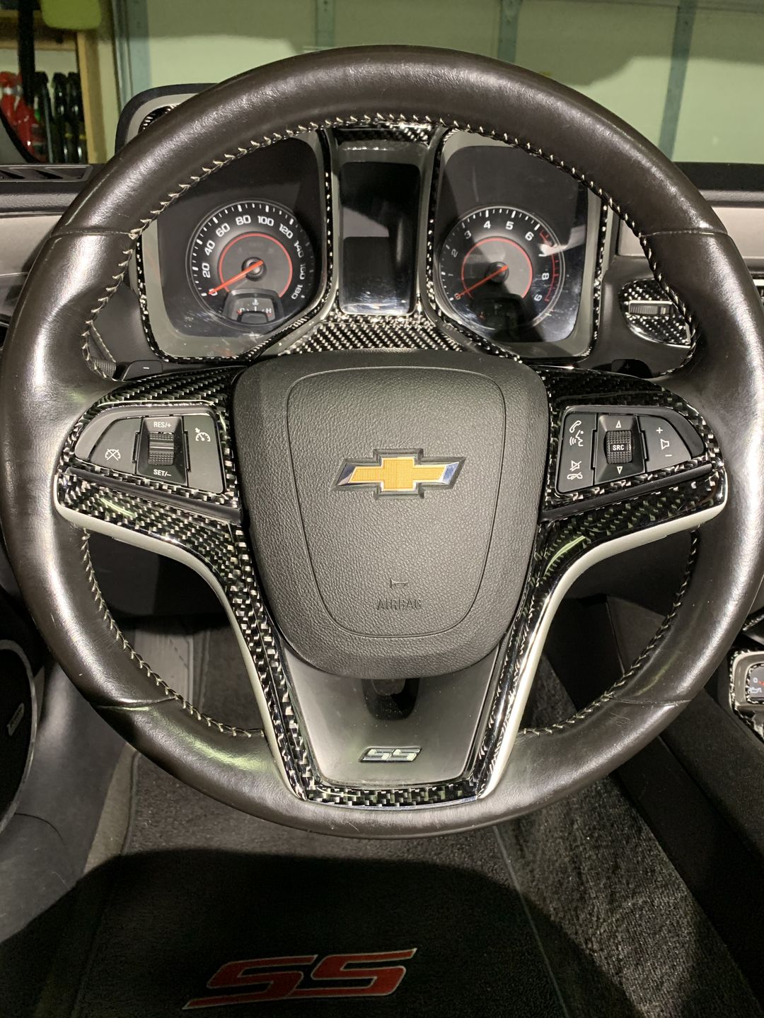 Customer photo review of Carbon Fiber Steering Wheel Overlay for Chevrolet Camaro 2013-2015