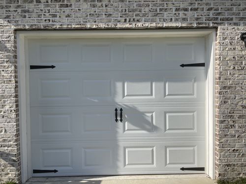 Customer photo review of Decorative Garage Door Hinge and Handle Magnet Accents (6-PC Set)
