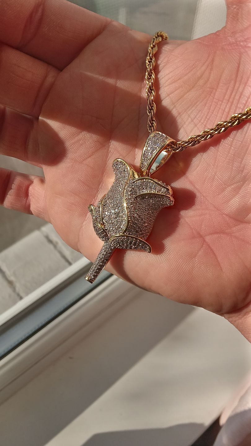 Customer photo review of Iced Rose Pendant - Gold