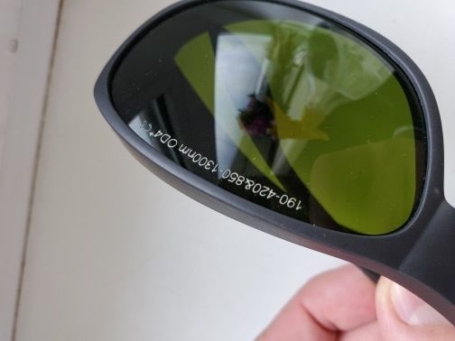 Customer photo review of Cloudray 1064nm Style A Fiber Laser Safety Goggles