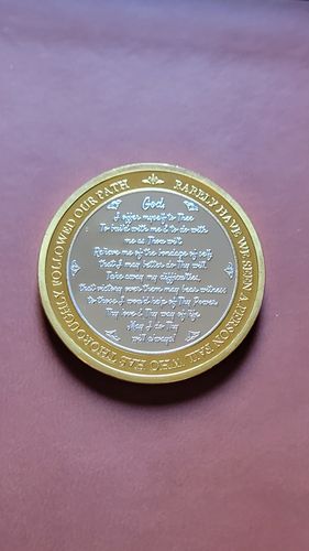 Customer photo review of 10 Year 40mm Gold & Silver AA Medallion - Bi-Plate Fancy Ten Year Chip/Coin