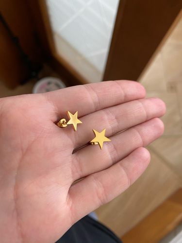 Customer photo review of Boucles d'oreilles clous à étoiles en acier chirurgical