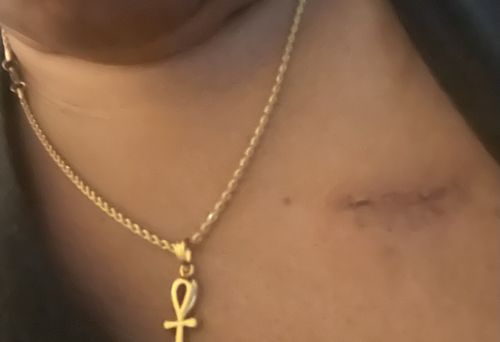Customer photo review of Little Ankh Gold Necklace